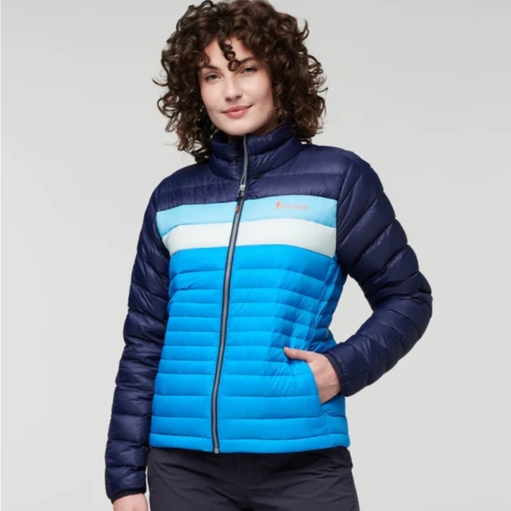 Cotopaxi Women’s XL Fuego Down Jacket Puffer Puff Blue Maritime Saltwater EUC